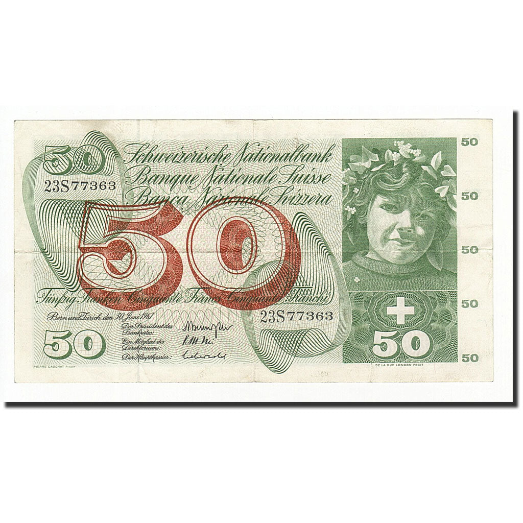 Banknote, Switzerland, 50 Franken, 1967, 1967-06-30, KM:48g, AU(50-53)