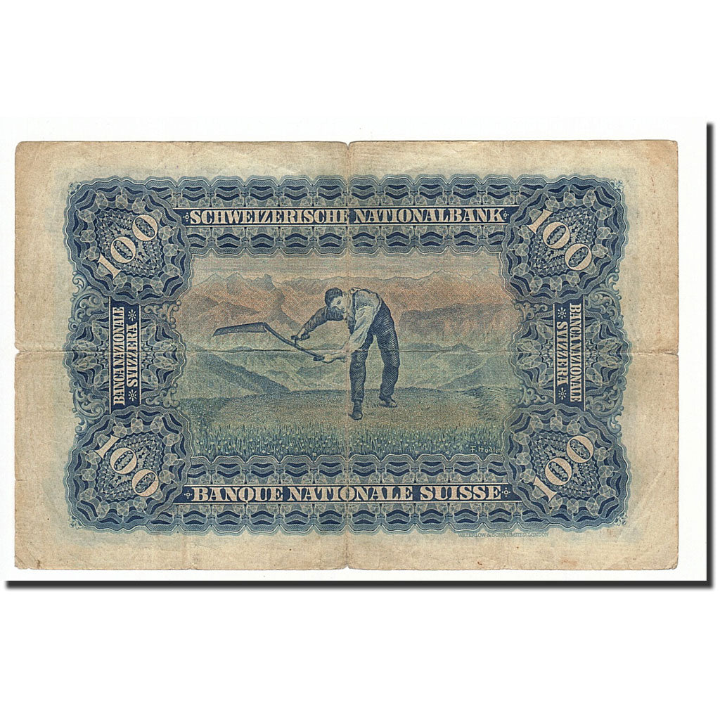 Banknote, Switzerland, 100 Franken, 1924-49, 1924-04-01, KM:35a, VG(8-10)