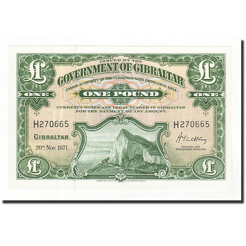 Banknote, Gibraltar, 1 Pound, 1958-75, 1971-11-20, KM:18b, UNC(64)