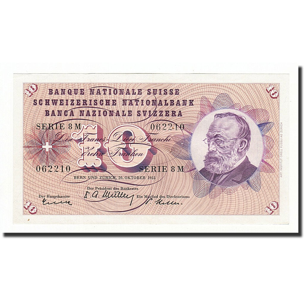 Banknote, Switzerland, 10 Franken, 1955, 1955-10-20, KM:45b, EF(40-45)