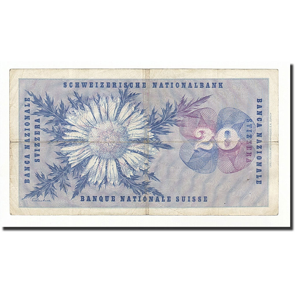 Banknote, Switzerland, 20 Franken, 1954-07-01, KM:46a, F(12-15)