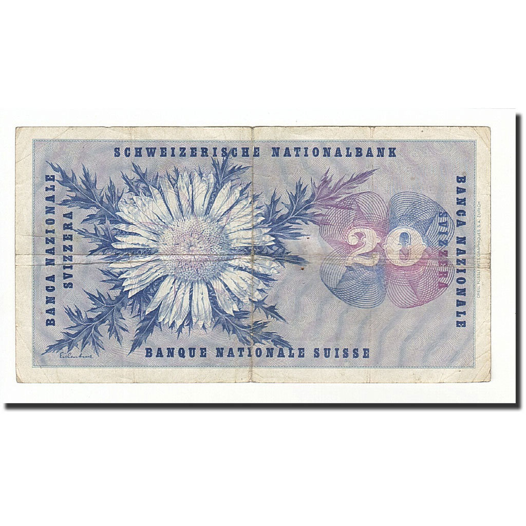 Banconote, Svizzera, 20 Franken, KM:46a, 1954-07-01, B
