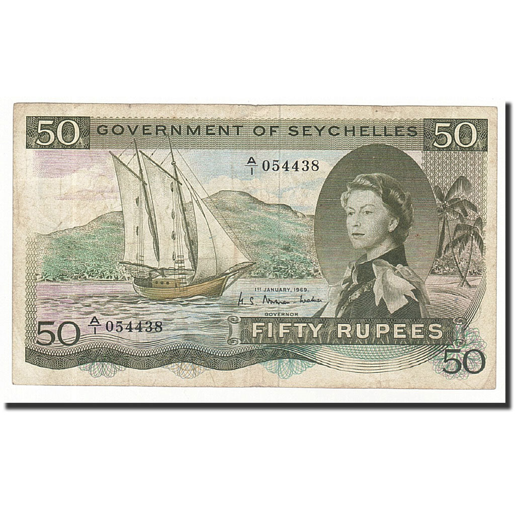 Geldschein, Seychelles, 50 Rupees, 1969, 1969-01-01, KM:17b, SS