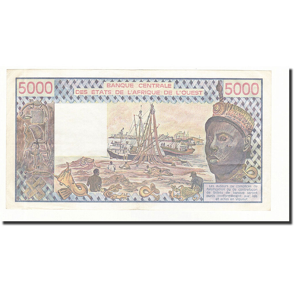 Banknote, West African States, 5000 Francs, 1982, KM:708Kf, EF(40-45)
