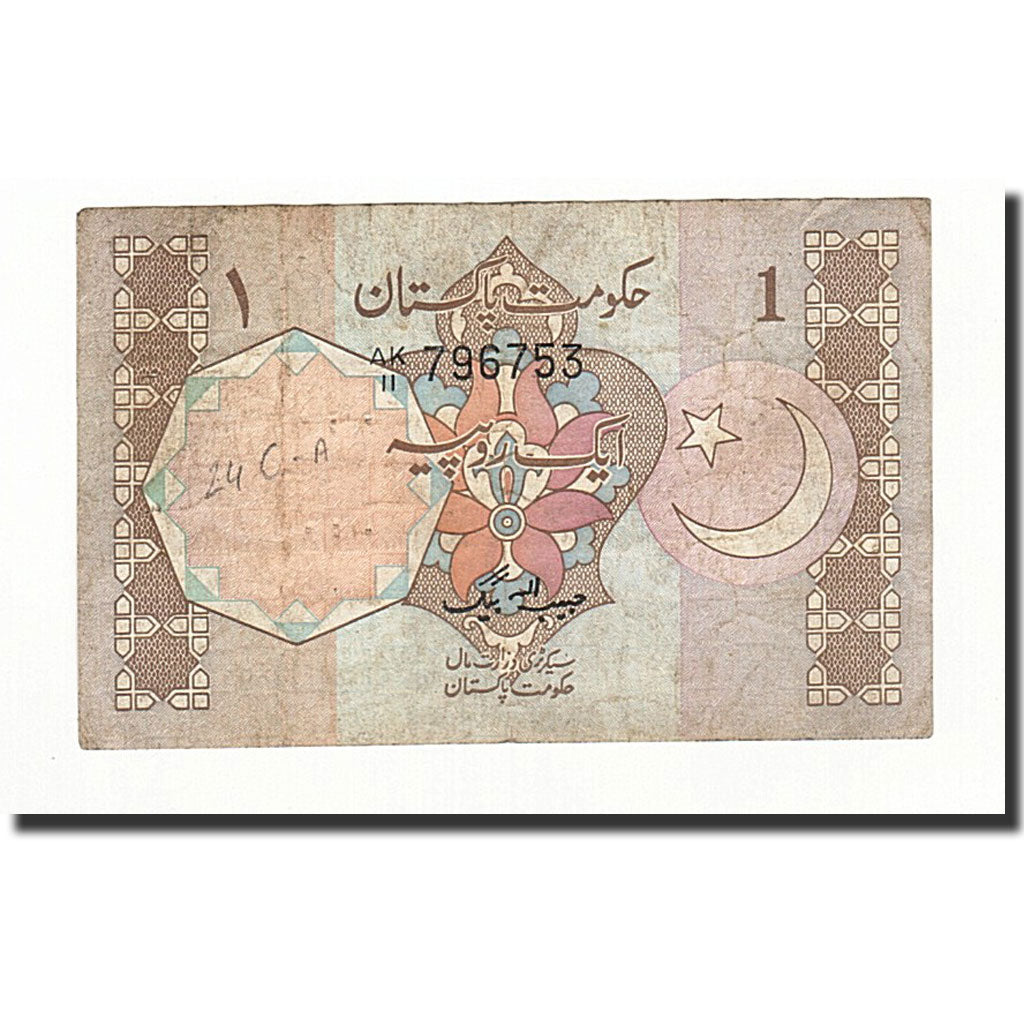Banknote, Pakistan, 1 Rupee, UNDATED (1981-1982), KM:25, VG(8-10)