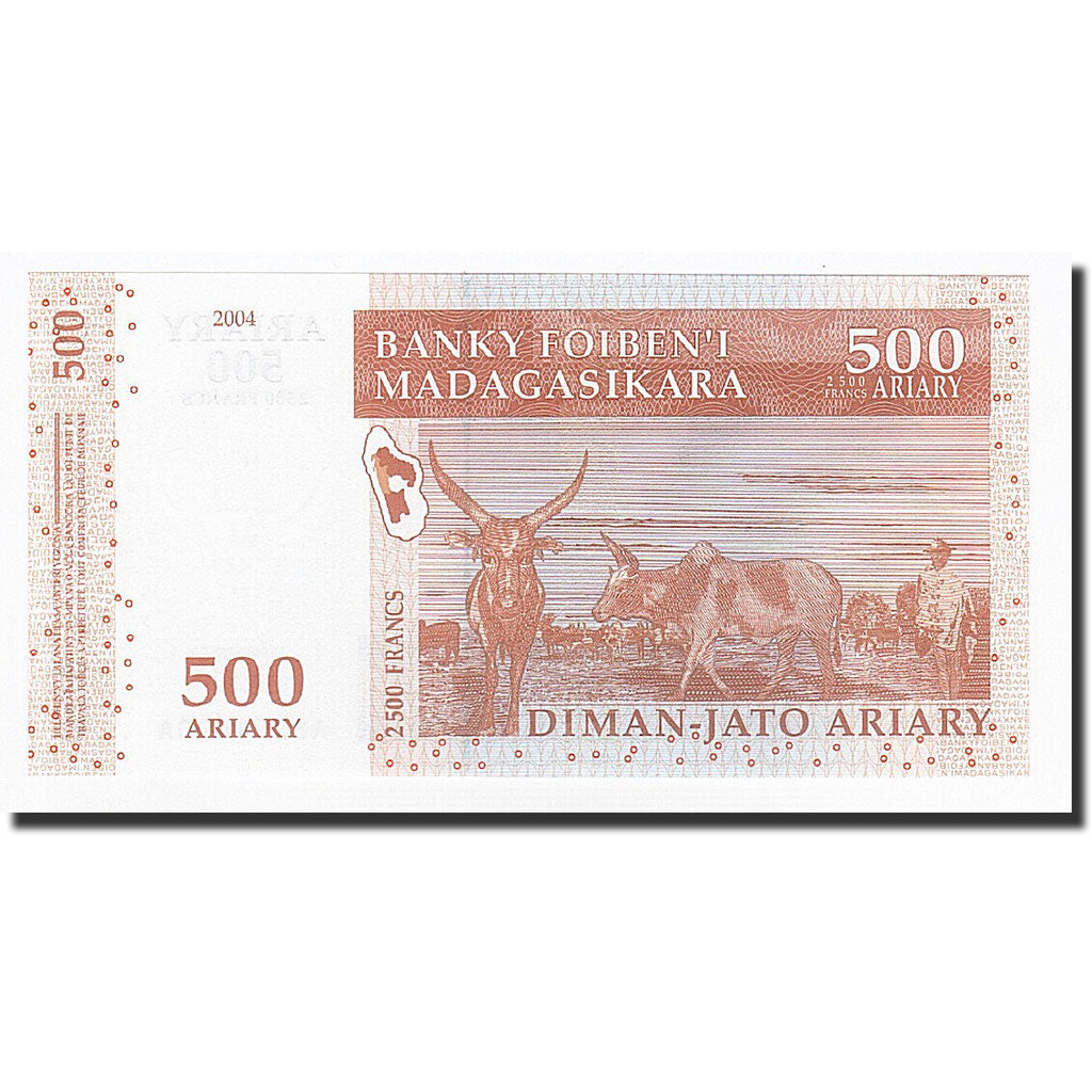 Banknote, Madagascar, 500 Ariary, 2004, KM:88a, UNC(65-70)