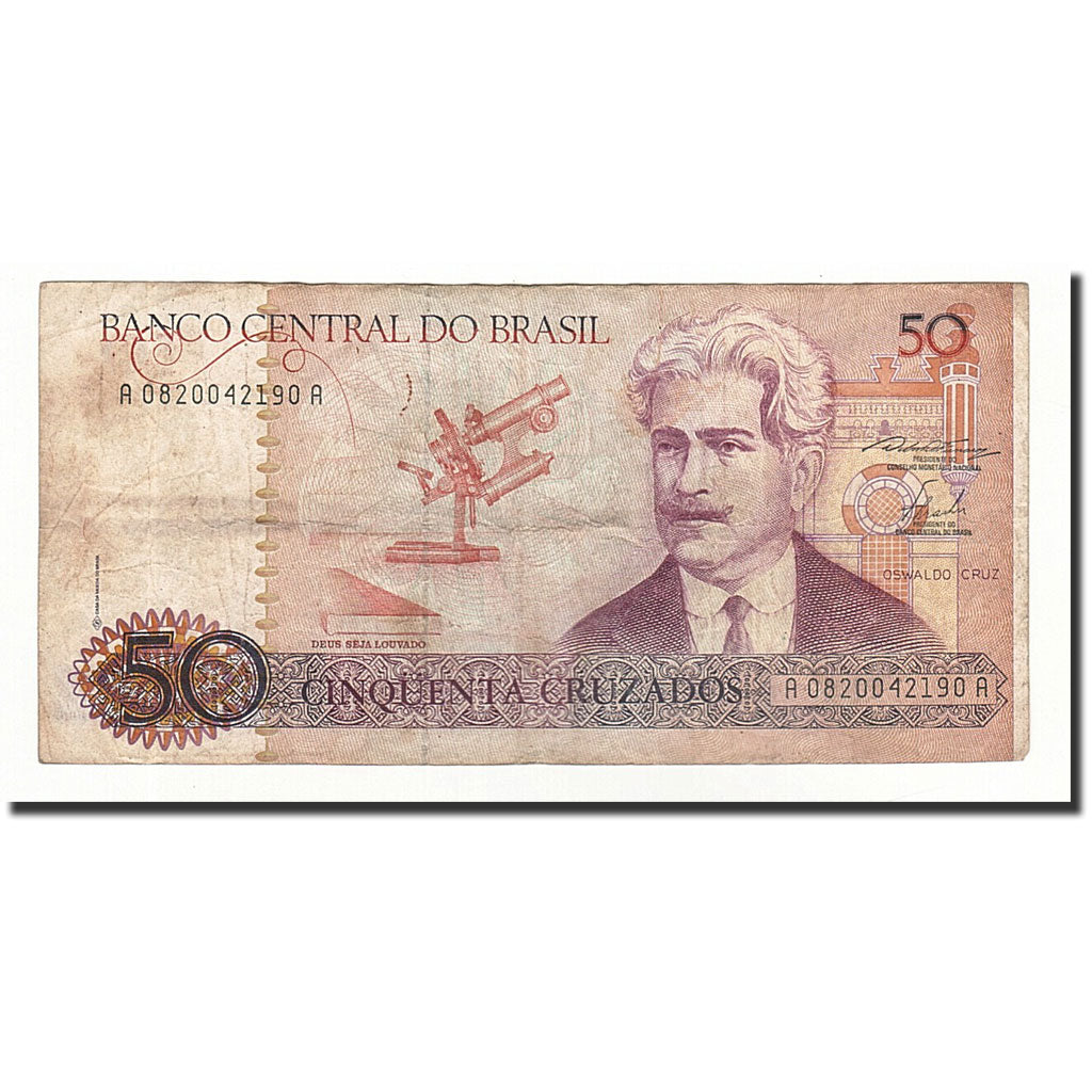 Banknote, Brazil, 50 Cruzados, 1986, KM:210a, VG(8-10)