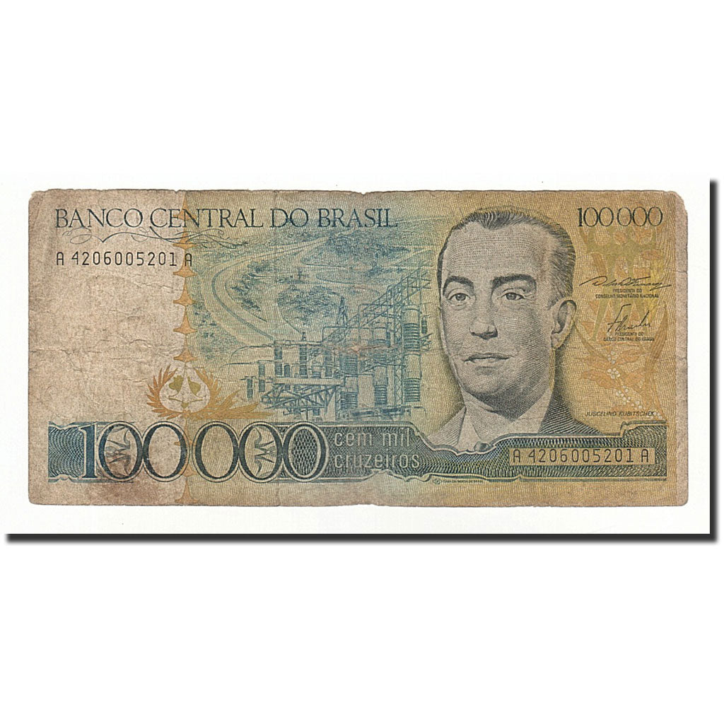 Biljet, Brazilië, 100,000 Cruzeiros, Undated (1985), KM:205a, B
