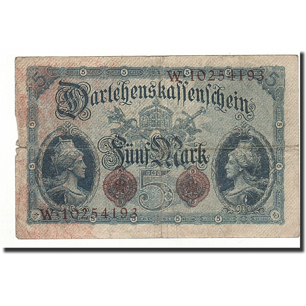 Billet, Allemagne, 5 Mark, 1914-08-05, KM:47c, B+