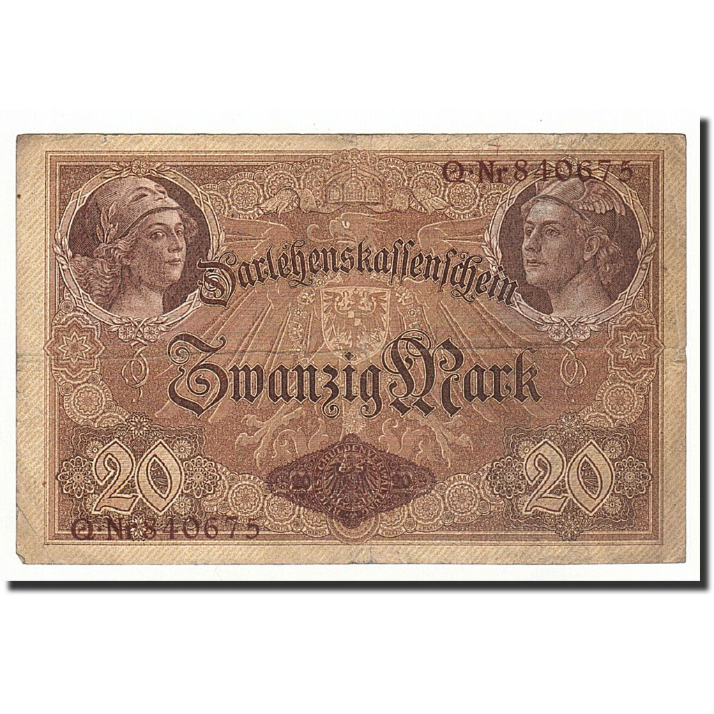Billete, 20 Mark, Alemania, KM:48a, 1914-08-05, BC