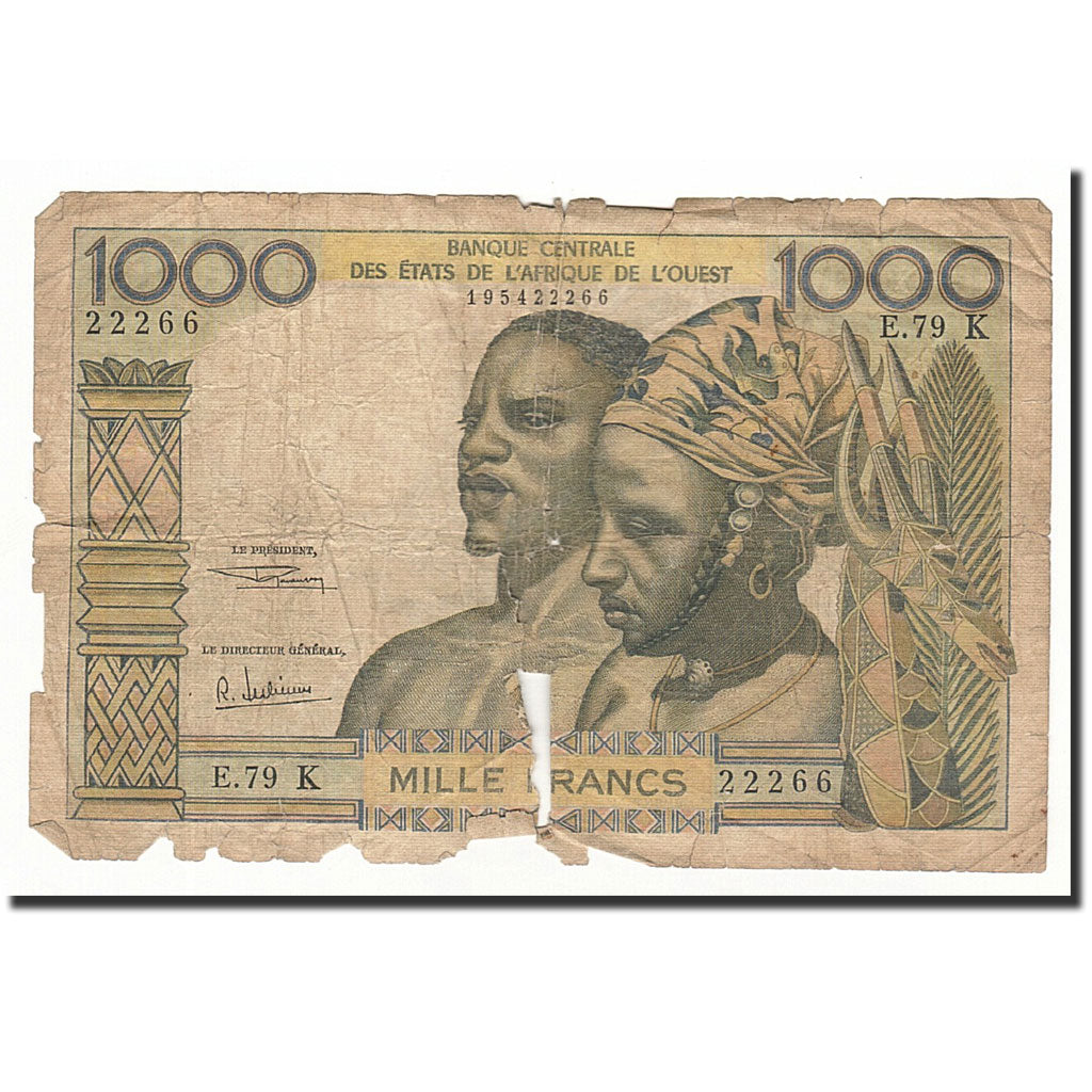 Billet, West African States, 1000 Francs, Undated (1959-65), KM:703Kg, AB