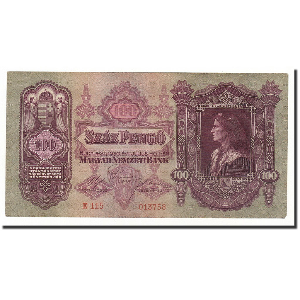 Banknote, Hungary, 100 Pengö, 1930-07-01, KM:98, AU(50-53)