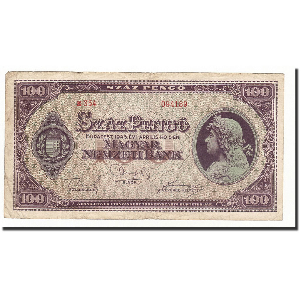 Banknote, Hungary, 100 Pengö, 1945-04-05, KM:111b, EF(40-45)