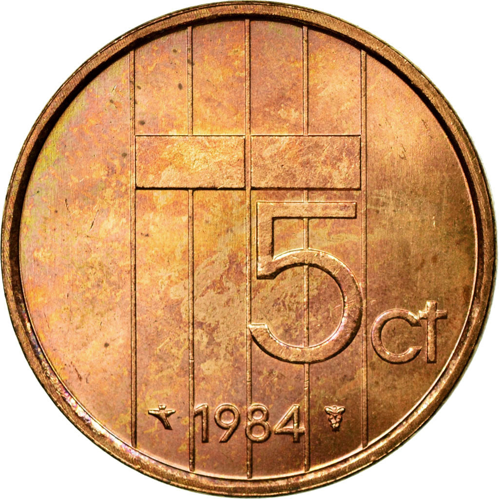 Coin, Netherlands, Beatrix, 5 Cents, 1984, MS(63), Bronze, KM:202