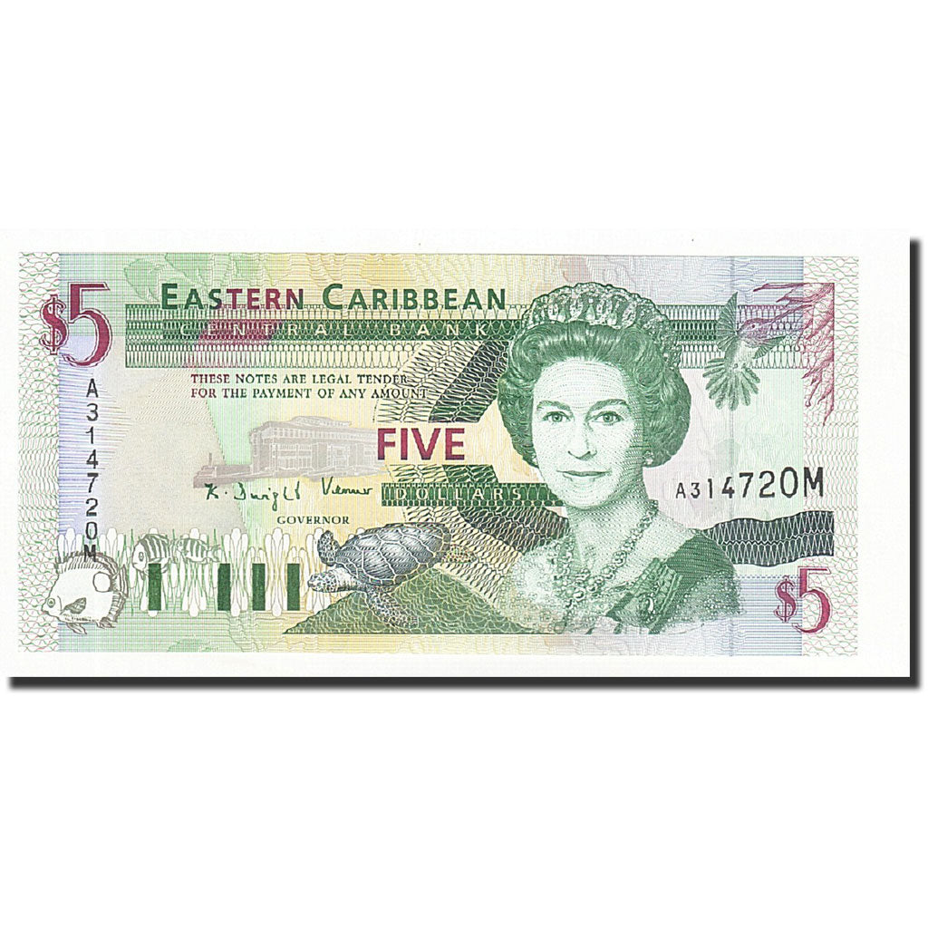 Billet, Etats des caraibes orientales, 5 Dollars, Undated (1994), KM:31m, NEUF