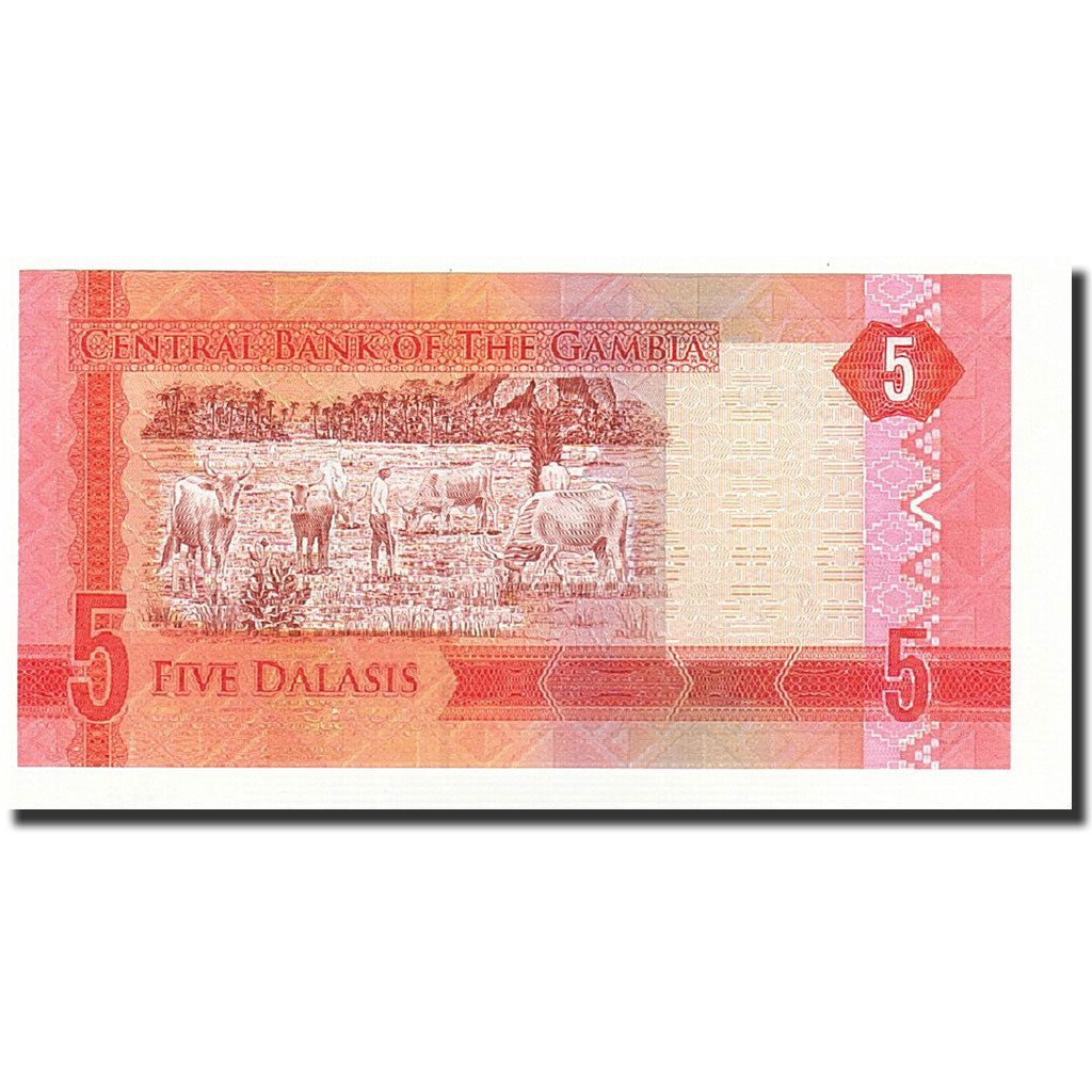 Banconote, Gambia, 5 Dalasis, 2015, FDS