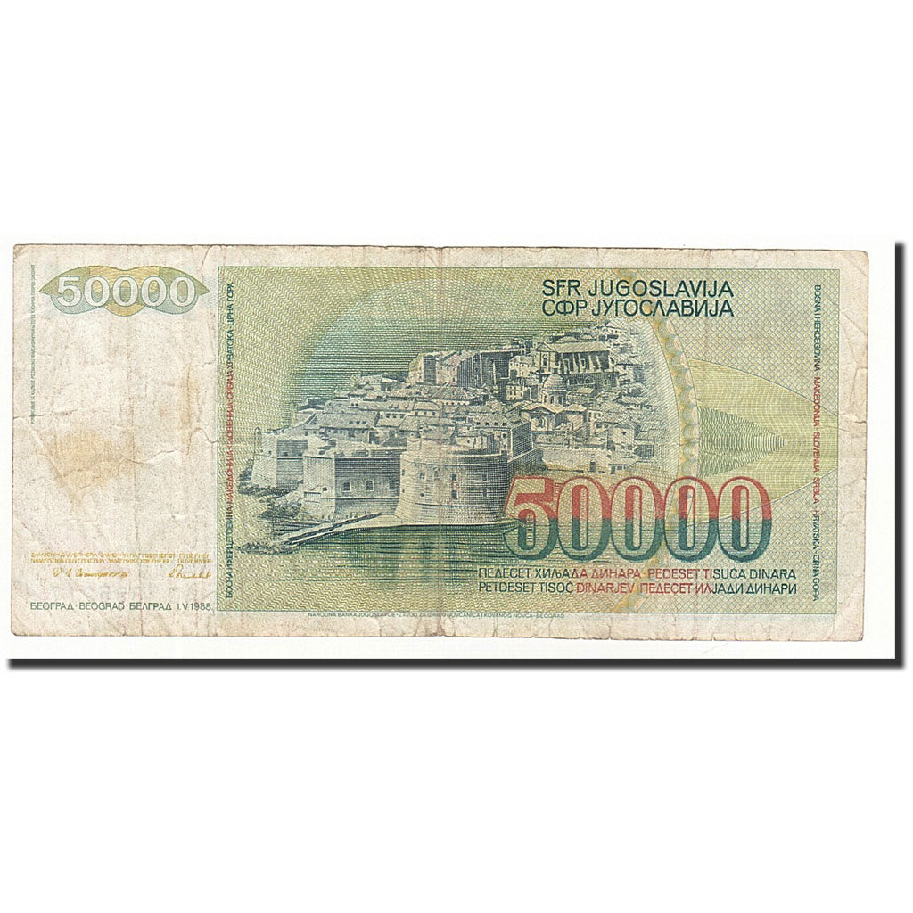 Billet, Yougoslavie, 50,000 Dinara, 1968-05-01, KM:96, B+