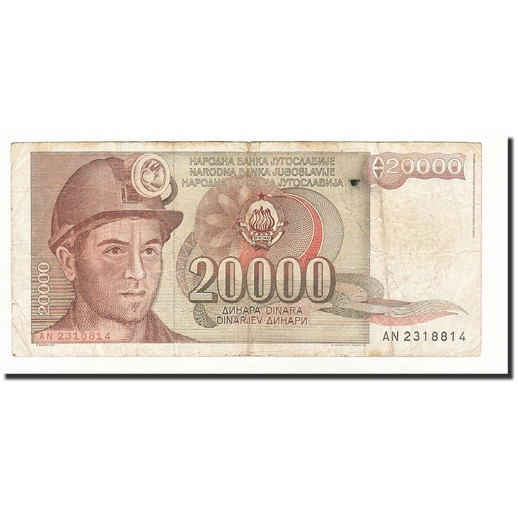 Banknote, Yugoslavia, 20,000 Dinara, 1987-05-01, KM:95, VF(20-25)