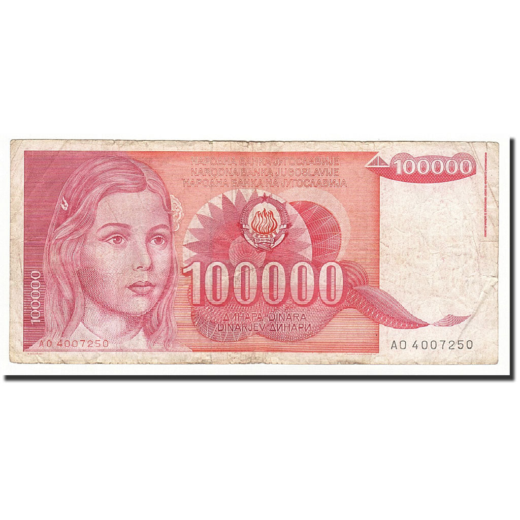 Banknote, Yugoslavia, 100,000 Dinara, 1989-05-01, KM:97, F(12-15)