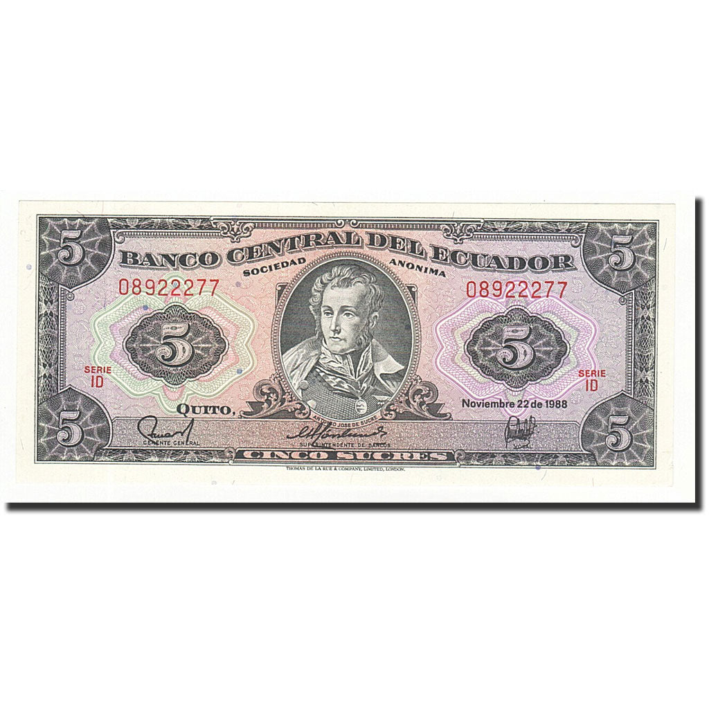 Banknote, Ecuador, 5 Sucres, 1988-11-22, KM:120A, UNC(64)
