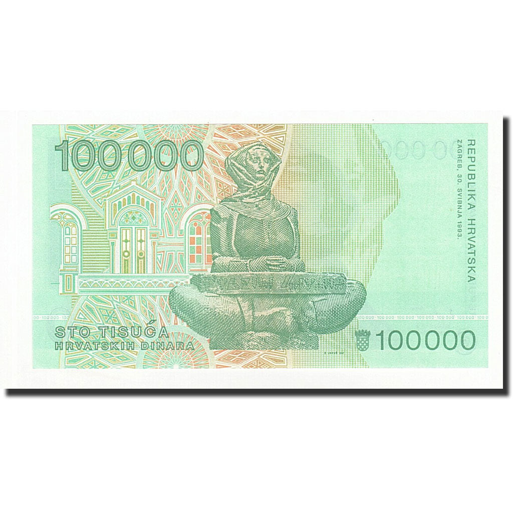 Geldschein, Kroatien, 100,000 Dinara, 1993-05-30, KM:27A, UNZ
