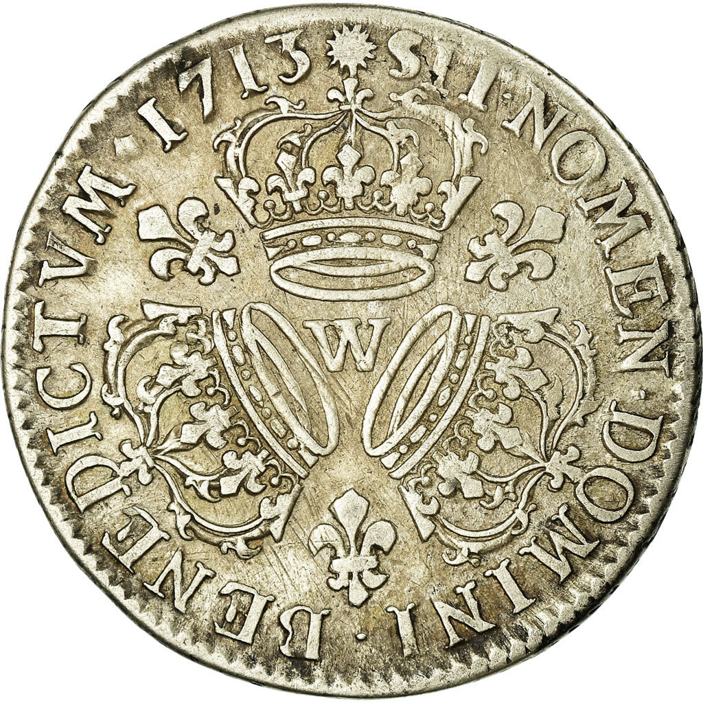 Munten, Frankrijk, Louis XIV, 1/4 Écu aux 3 couronnes, 1/4 Ecu, 1713, Lille