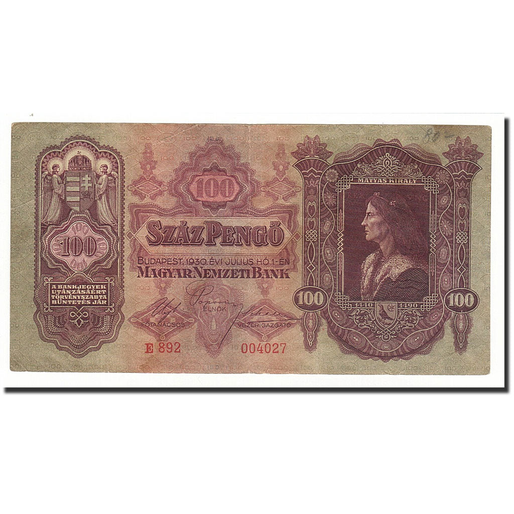 Banknote, Hungary, 100 Pengö, 1930-07-01, KM:98, VF(20-25)