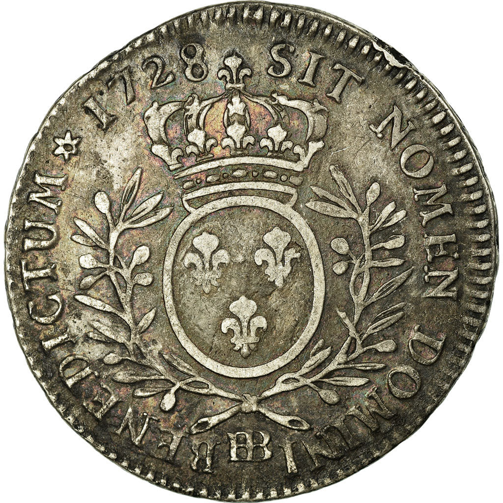 Coin, France, Louis XV, 1/2 Écu aux branches d'olivier, 1/2 ECU, 44 Sols, 1728
