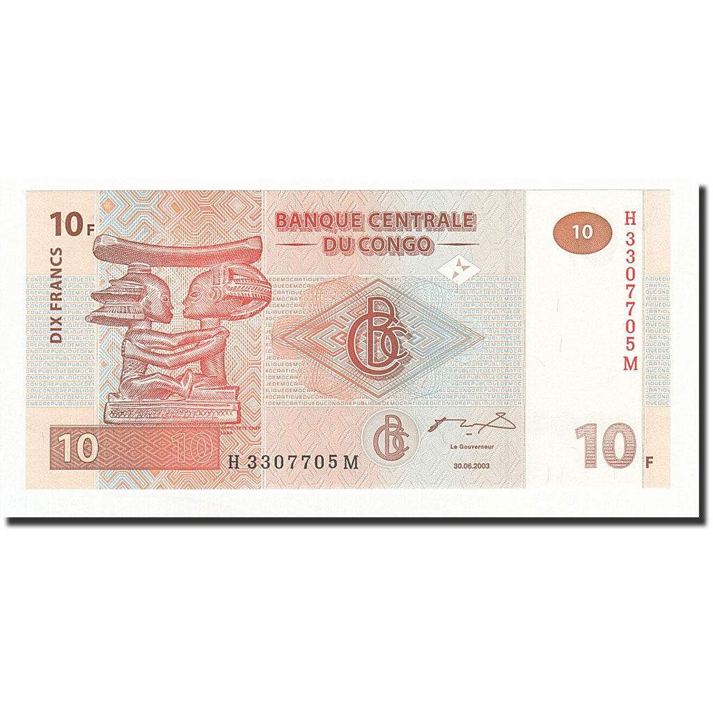 Geldschein, Congo Democratic Republic, 10 Francs, 2003-06-30, KM:93a, UNZ