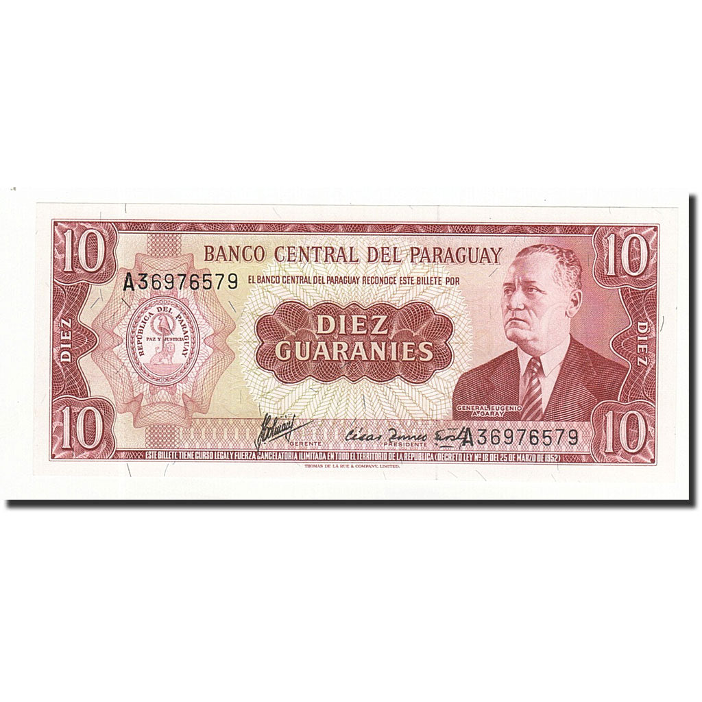 Geldschein, Paraguay, 10 Guaranies, L1952, KM:196b, UNZ