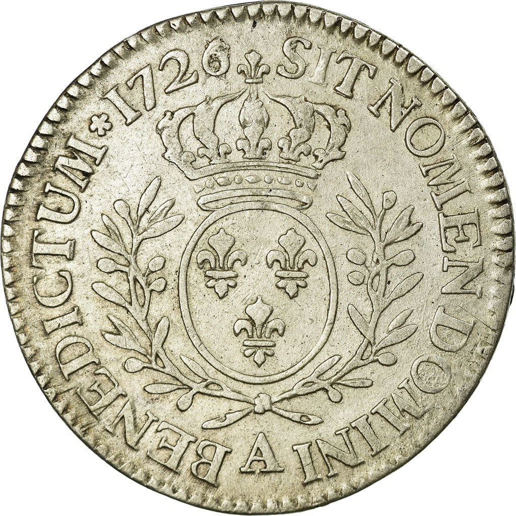 Coin, France, Louis XV, 1/5 Écu aux branches d'olivier, 24 Sols, 1/5 ECU, 1726