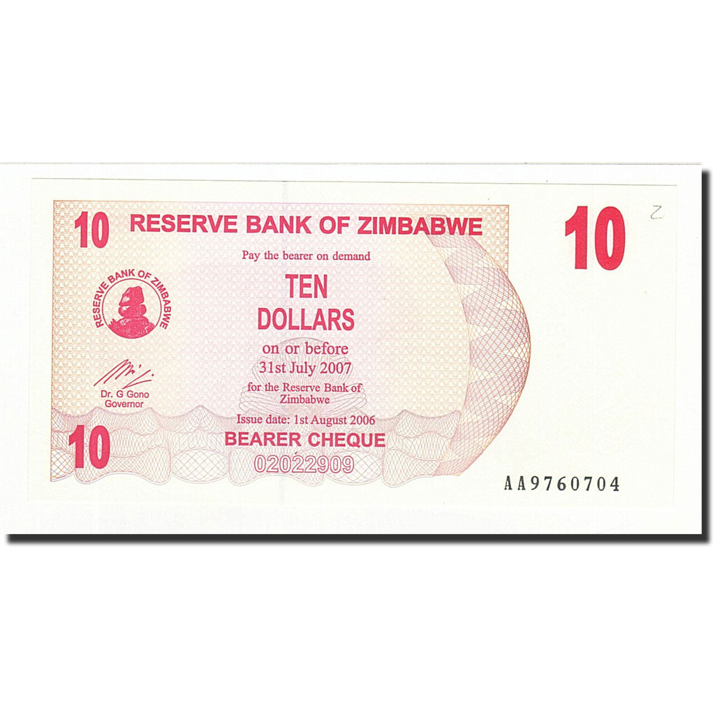 Banknote, Zimbabwe, 10 Dollars, 2006-08-01, KM:39, UNC(65-70)