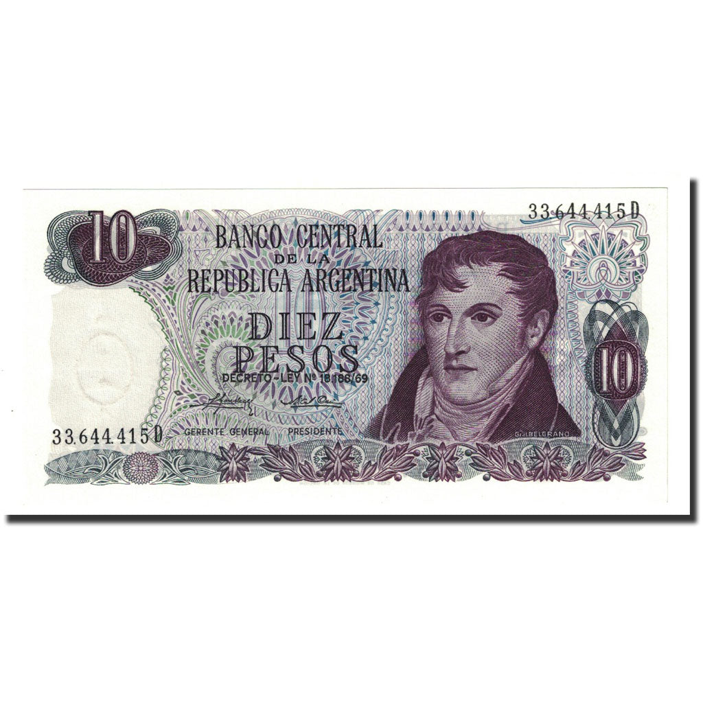 Banknote, Argentina, 10 Pesos, Undated (1973-76), KM:295, UNC(65-70)