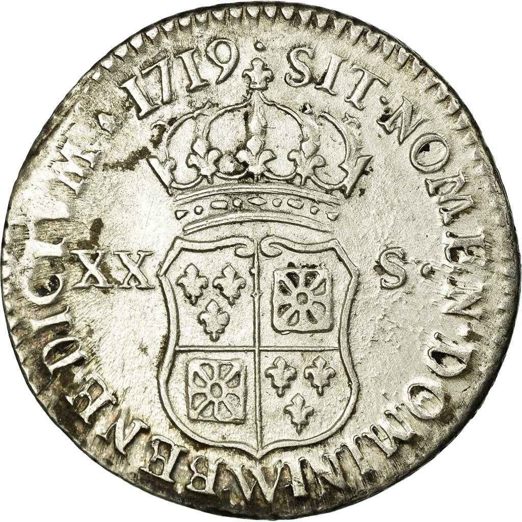 Moneta, Francia, Louis XV, 1/6 Écu (XX – S) de France-Navarre, 20 Sols, 1/6