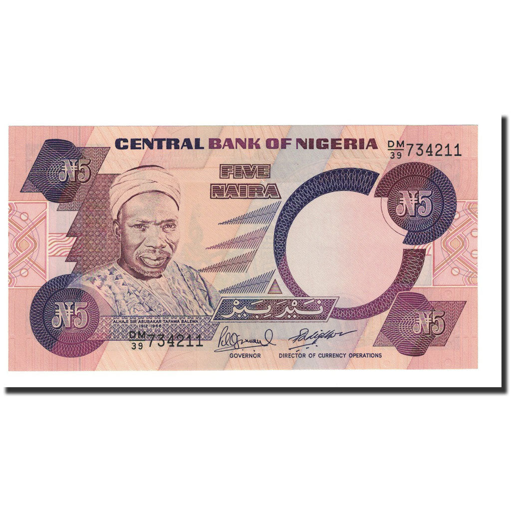 Banknote, Nigeria, 5 Naira, UNDATED (1984), KM:24e, UNC(65-70)