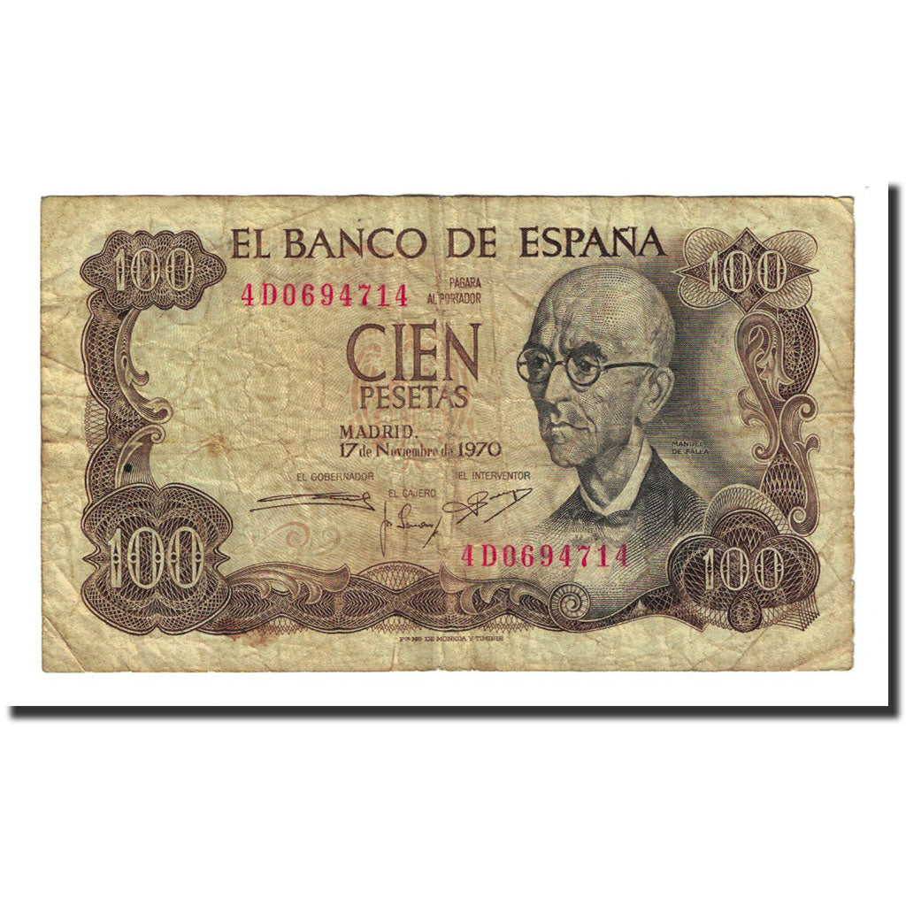 Banknote, Spain, 100 Pesetas, 1970-11-17, KM:152a, F(12-15)