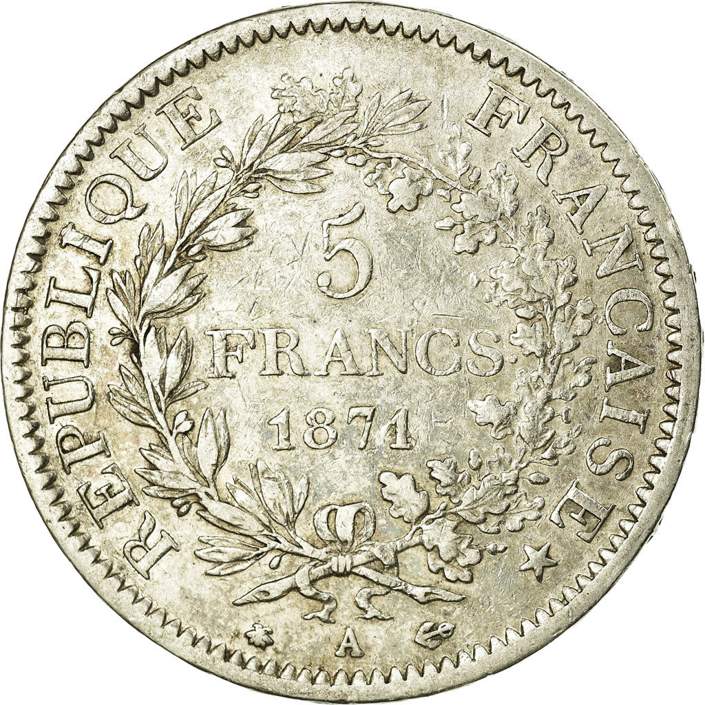 Coin, France, Hercule, 5 Francs, 1871, Paris, VF(30-35), Silver, KM:820.1