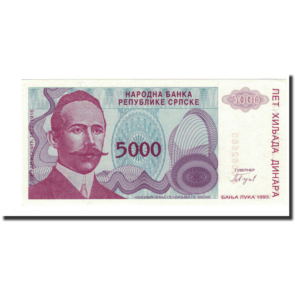 Banconote, Bosnia - Erzegovina, 5000 Dinara, 1992, KM:138a, FDS