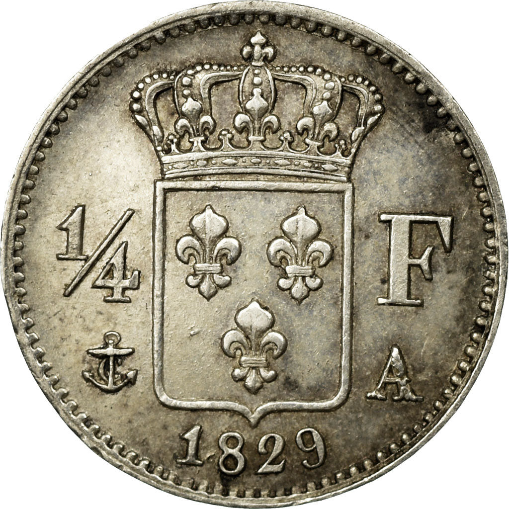 Coin, France, Charles X, 1/4 Franc, 1829, Paris, AU(50-53), Silver, KM:722.1