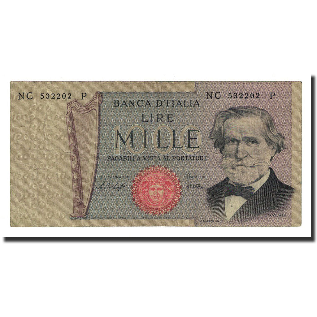Geldschein, Italien, 1000 Lire, 1977-01-10, KM:101e, SS