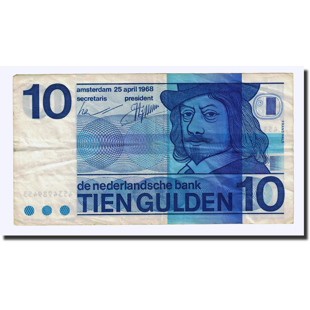 Banconote, Paesi Bassi, 10 Gulden, 1968-04-25, KM:91b, BB
