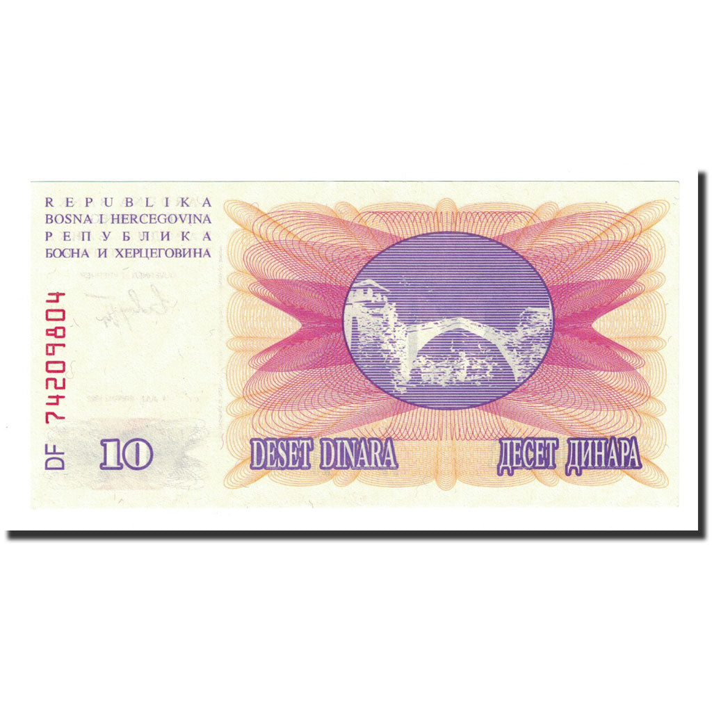 Banknot, Bośnia-Hercegowina, 10 Dinara, 1992-07-01, KM:10a, UNC(65-70)