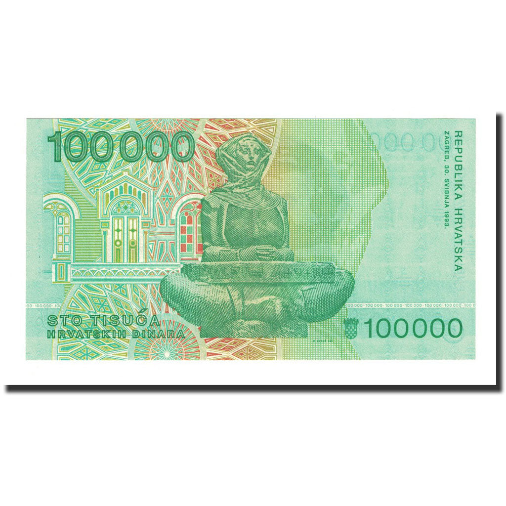 Biljet, Kroatië, 100,000 Dinara, 1993-05-30, KM:27A, NIEUW