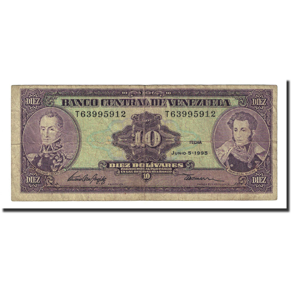 Billet, Venezuela, 10 Bolívares, 1995-06-05, KM:61d, B+
