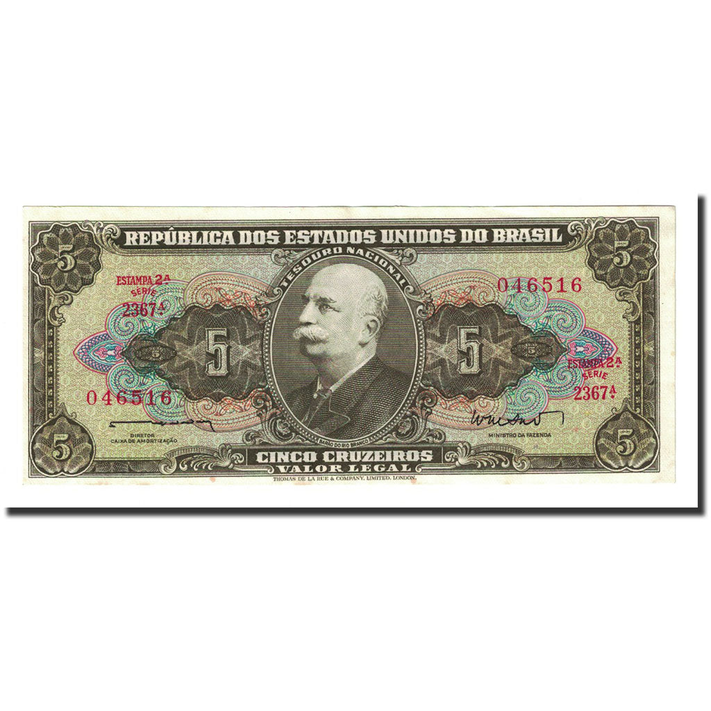 Banknote, Brazil, 5 Cruzeiros, Undated (1962-64), KM:176a, UNC(64)