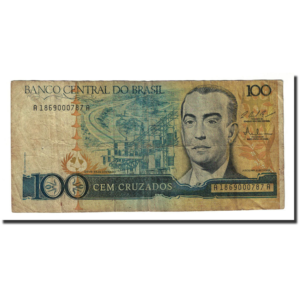 Banknote, Brazil, 100 Cruzados, 1987, KM:211c, VF(20-25)