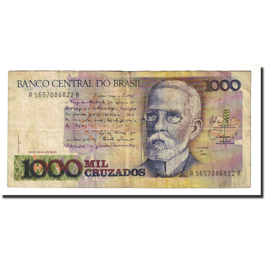 Banknote, Brazil, 1000 Cruzados, Undated (1988), KM:213b, VF(20-25)
