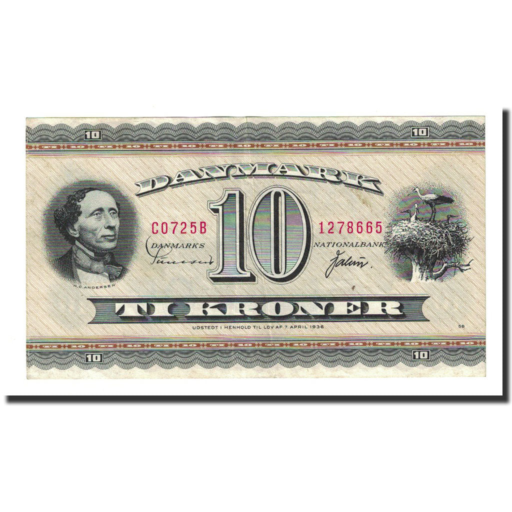 Banknote, Denmark, 10 Kroner, 1954, KM:44a, AU(50-53)