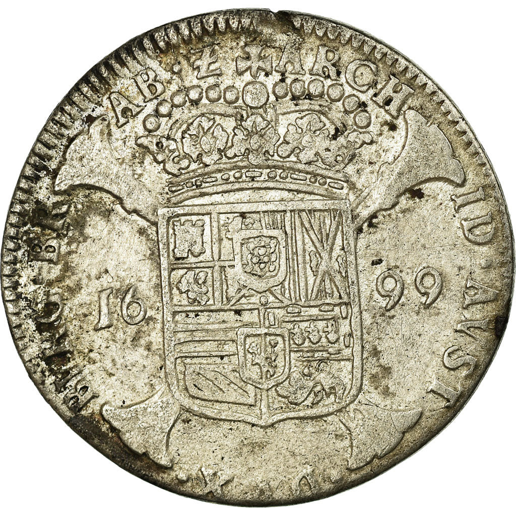 Coin, Spanish Netherlands, BRABANT, Escalin, 1699, Antwerp, VF(20-25), Silver