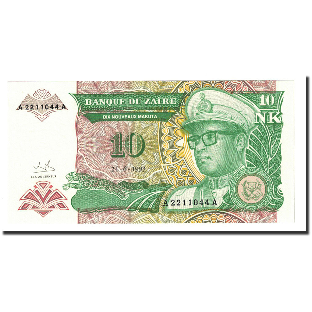 Billet, Zaïre, 10 Nouveaux Makuta, 1993-06-24, KM:49, SPL+